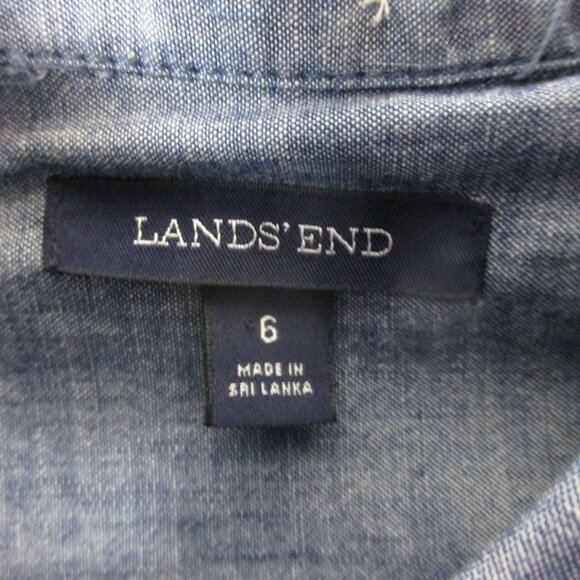 Lands End Denim Shirt Button Up Size S Cowgirl Farmhouse Western Women's - Picture 6 of 7